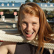 Smiling Redhead With Freckles By Dodger Stadium
